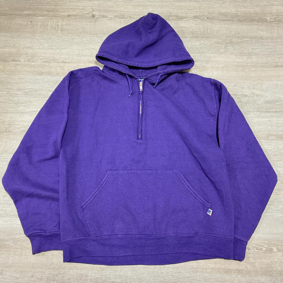 Russell Athletic M ハーフジップパーカー パープル 裏起毛 - メルカリ