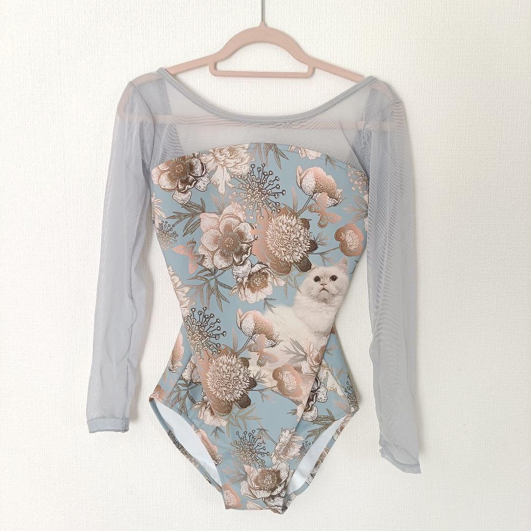 unoa ウノアPoppied garden Blue 10分袖レオタード　ML Poppied garden Blue】Pique design - Balletwear brand unoa