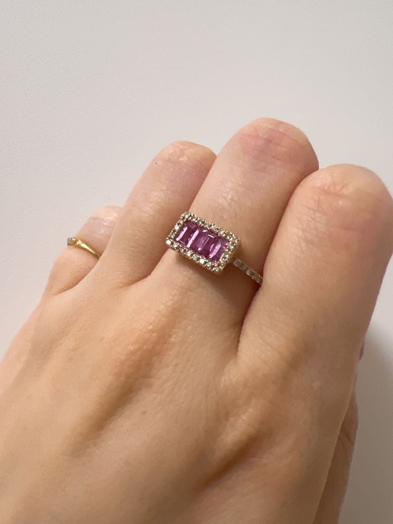 K18 パパラチアサファイア　エメラルドカット ゴールド　リング　鑑別書付き