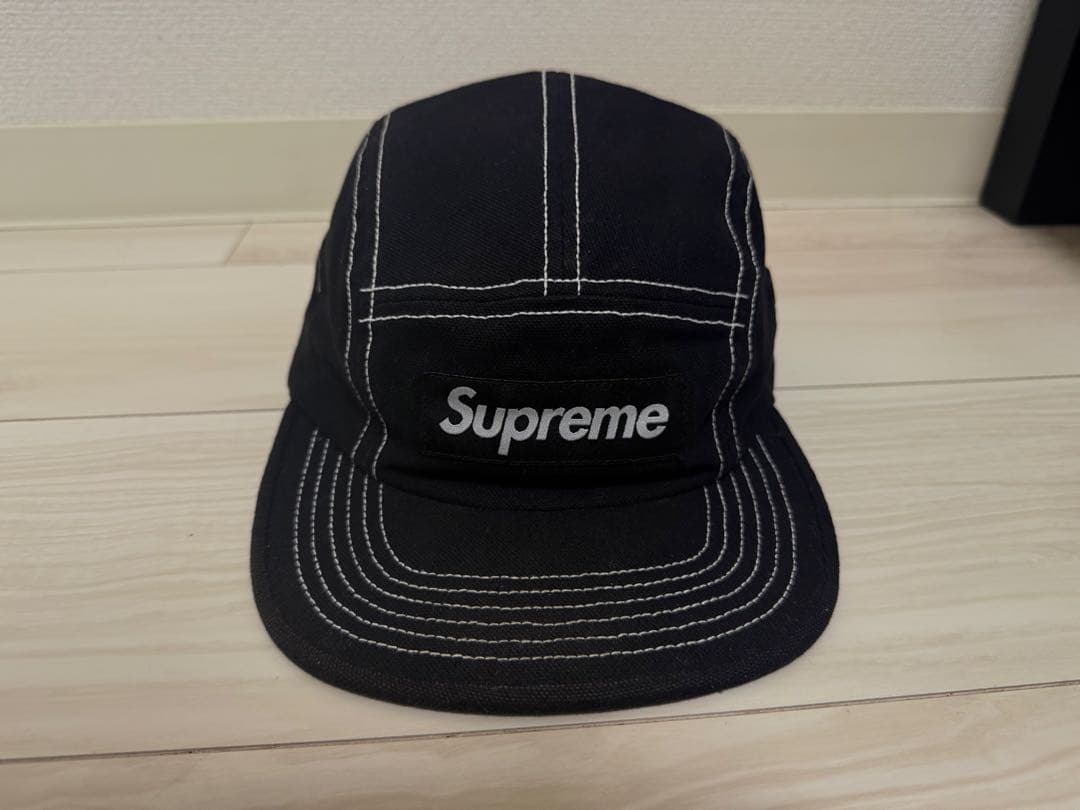 Supreme ブラック キャップ ストレートバイザー