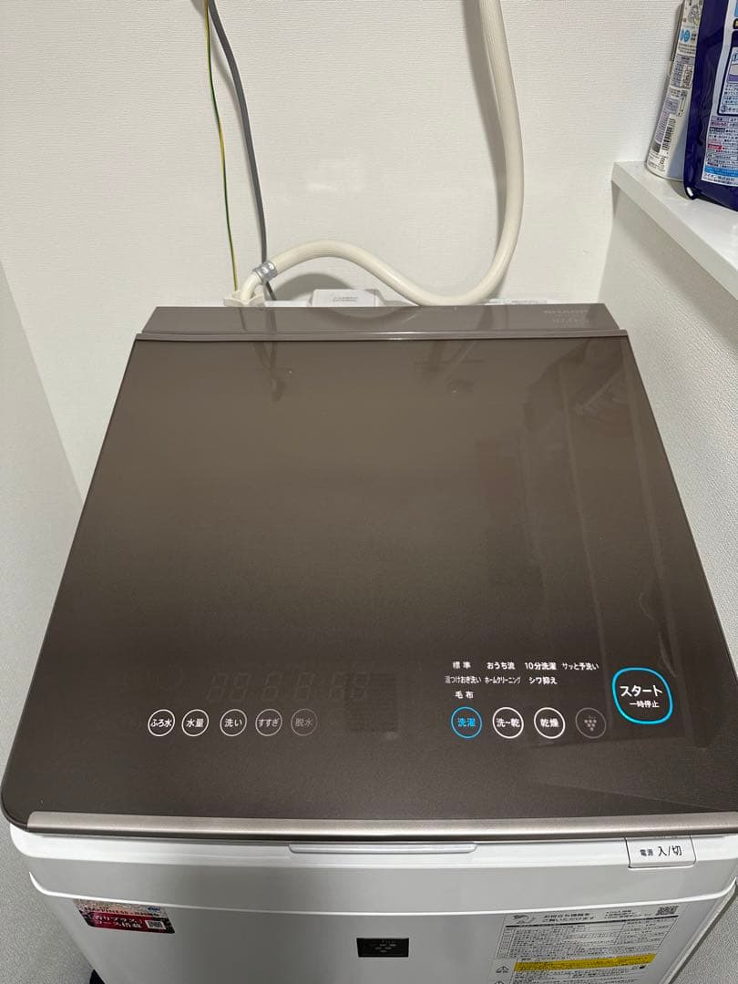 【保証期間2.5年あり、美品】SHARP ES-PT10F 洗濯乾燥機 縦型洗濯乾燥機 ブラウン系 ES-PT10F-T [洗濯10.0kg /乾燥5.0kg