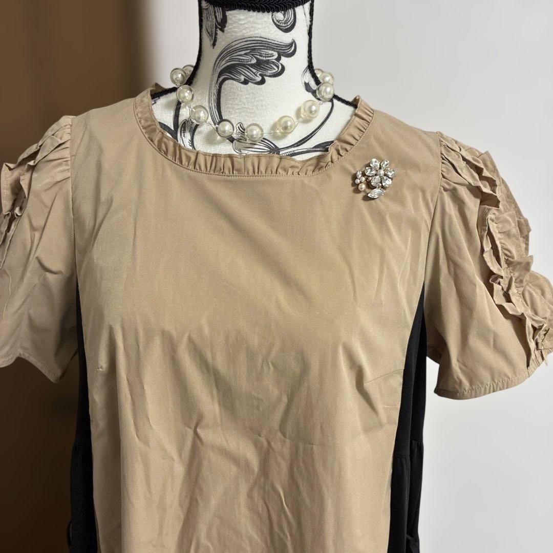 スーパービューティー☆44☆2025春夏袖フリルデザインのティアード