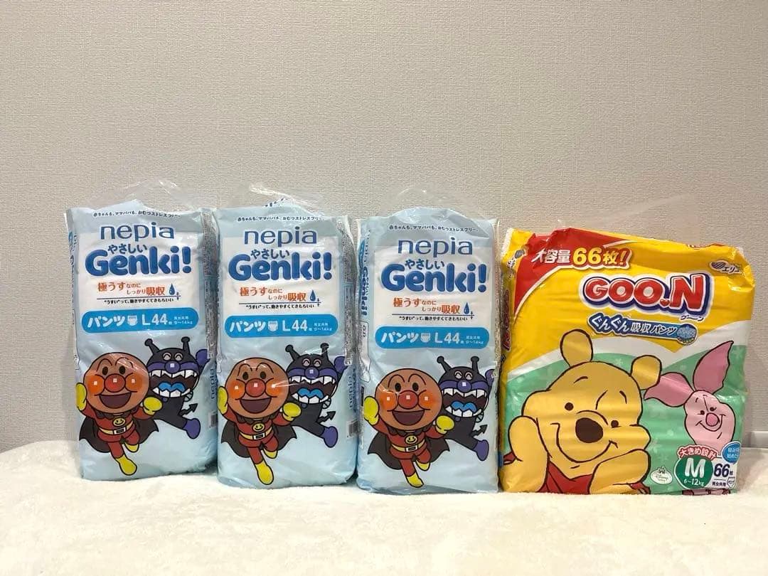 新品　アンパンマン　genki ゲンキ　GOON グーン　オムツ　4袋　M L