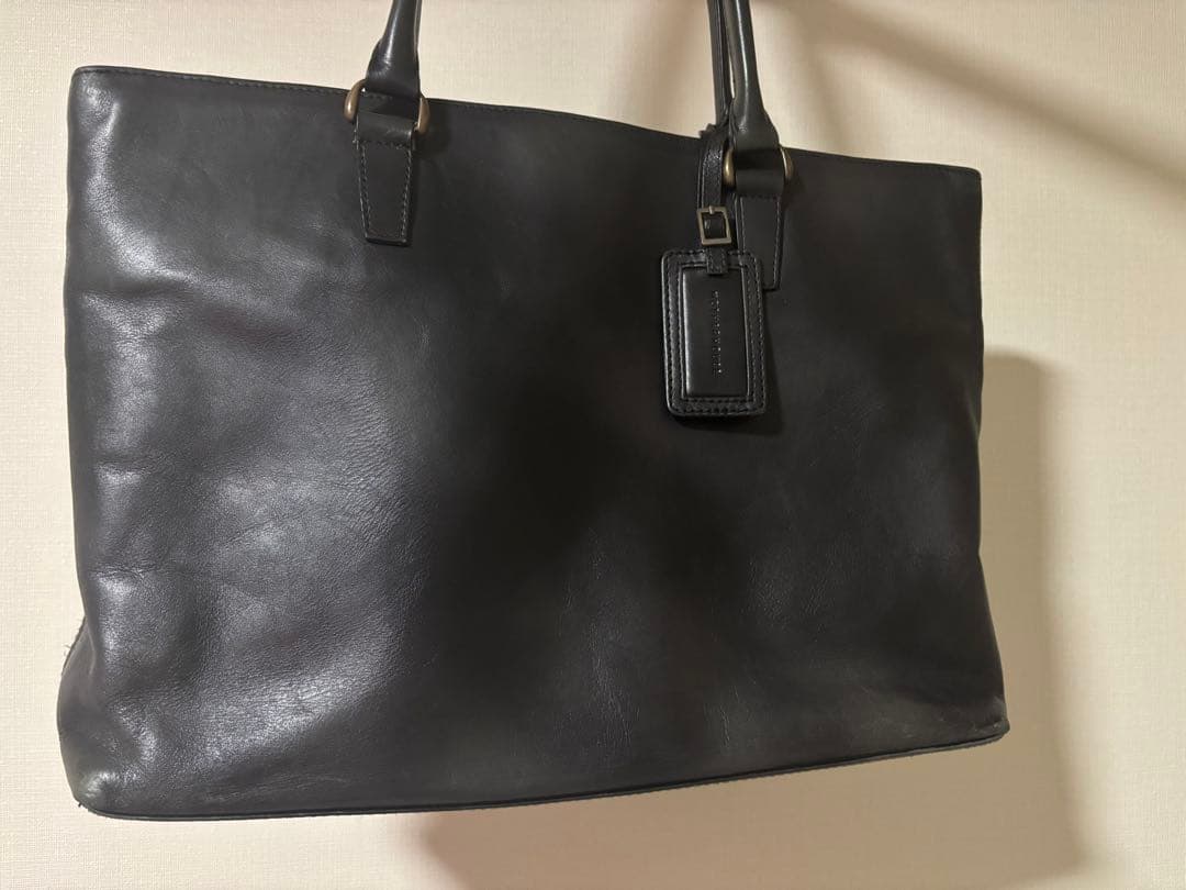 MOTHER HOUSE アンティークスリム ブラック レザートートバッグ