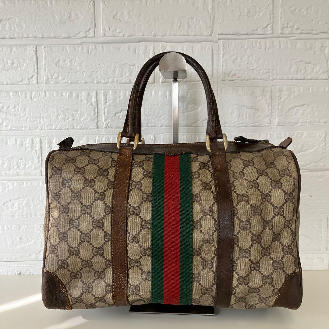 GUCCI　オールドグッチ　ミニボストンバッグ　シェリーライン　PVC　1906