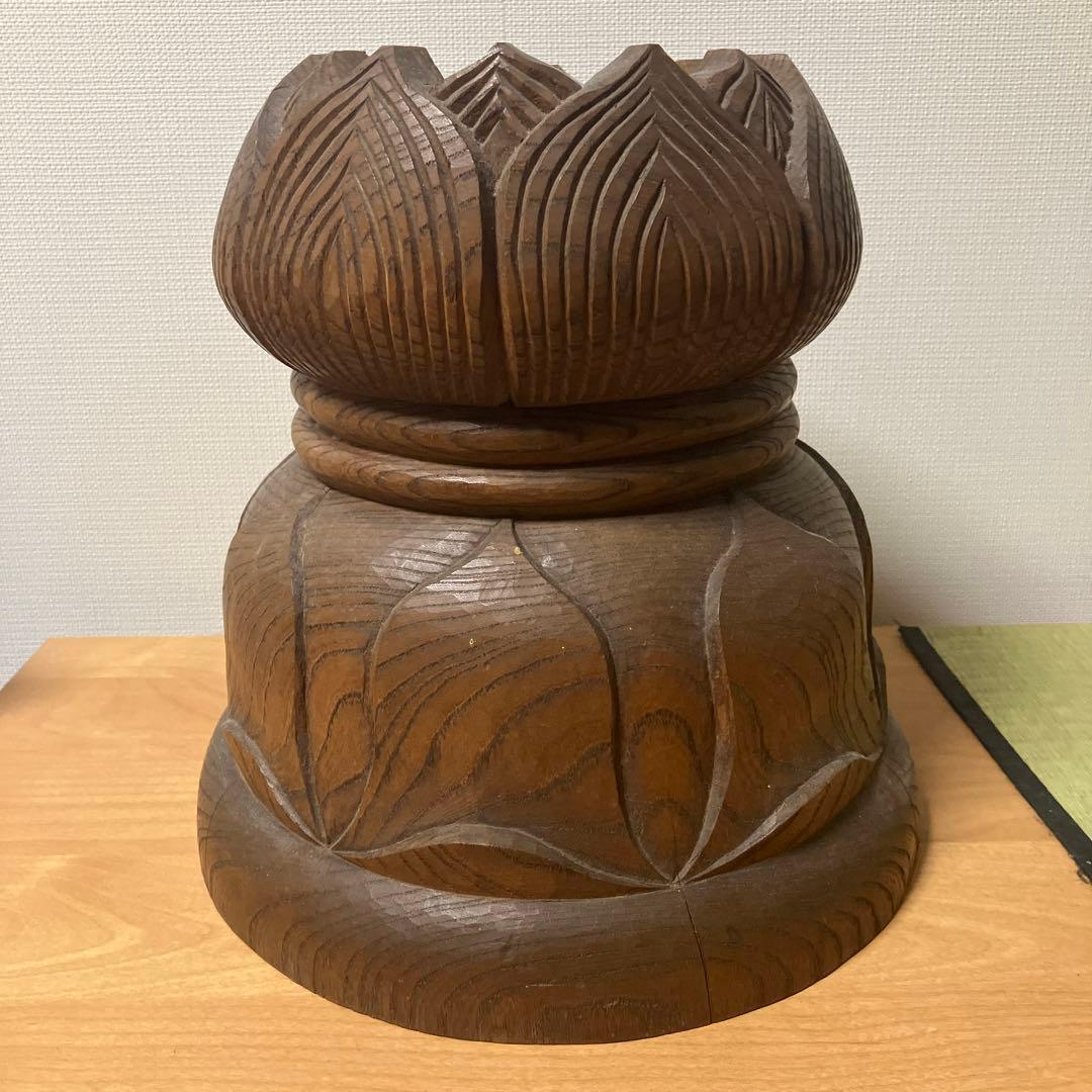 木彫り 木製 蓮の花 蓮台 彫刻
