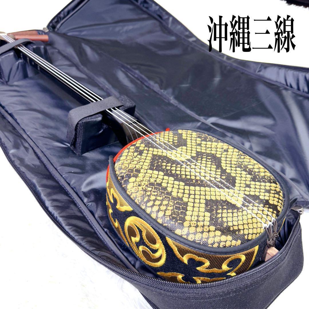 ✨美品 ✨沖縄三線 蛇柄 弦楽器 琉球 黒塗り 初心者 入門モデル