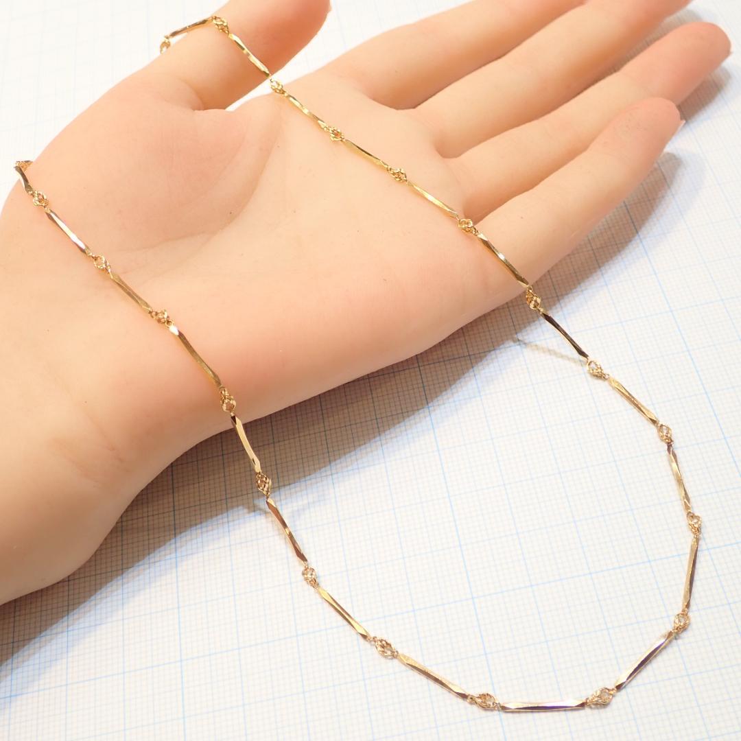 □K18切子チェーンネックレス 7.4g 43.5cm□キリコ□昭和レトロ