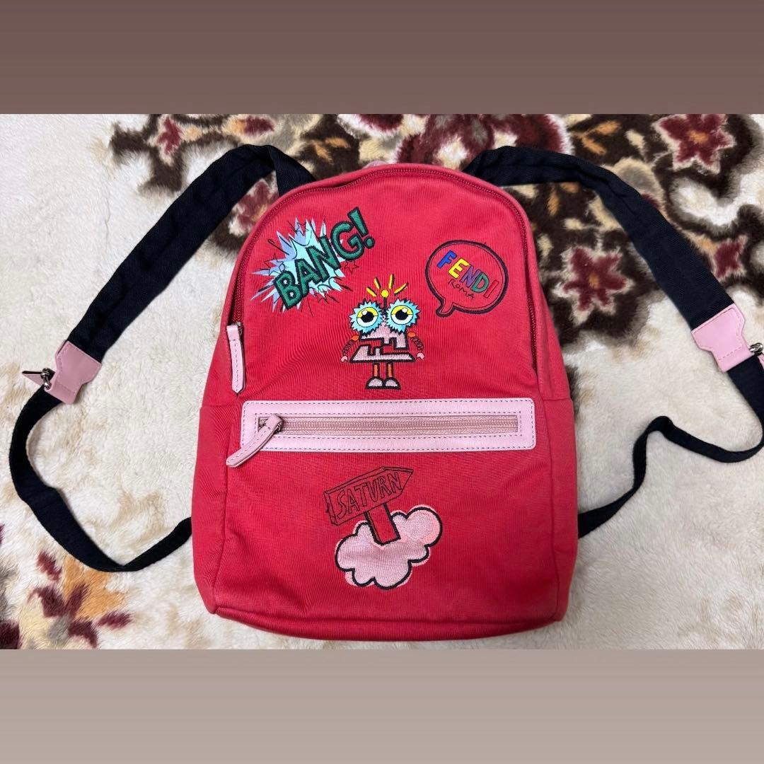 FENDI キッズ ミニリュック レザー キャンバス