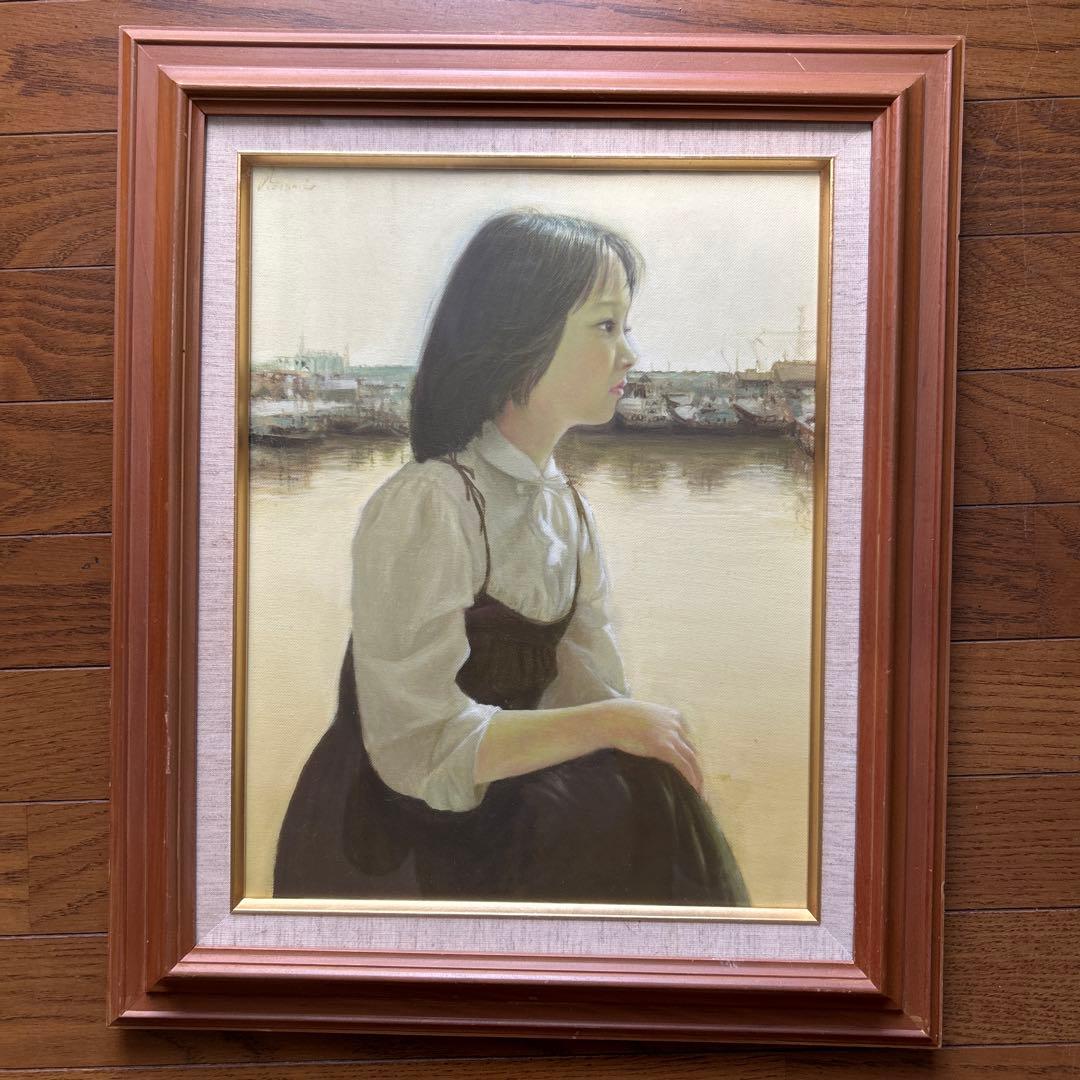 絵画 油彩画 少女 浅見純臣 「港の少女」 - メルカリ