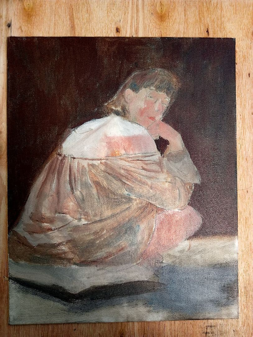 印象派風 人物画 油彩(F3サイズ)