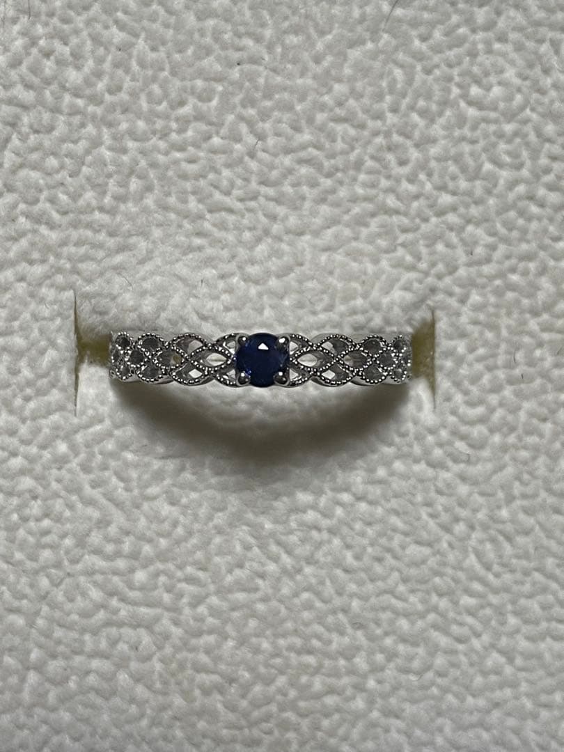 PT900 サファイア レースデザインリング