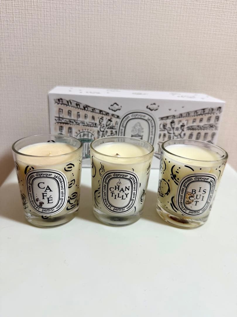 DIPTYQUE キャンドルコフレCafe/Chantilly/Biscuit