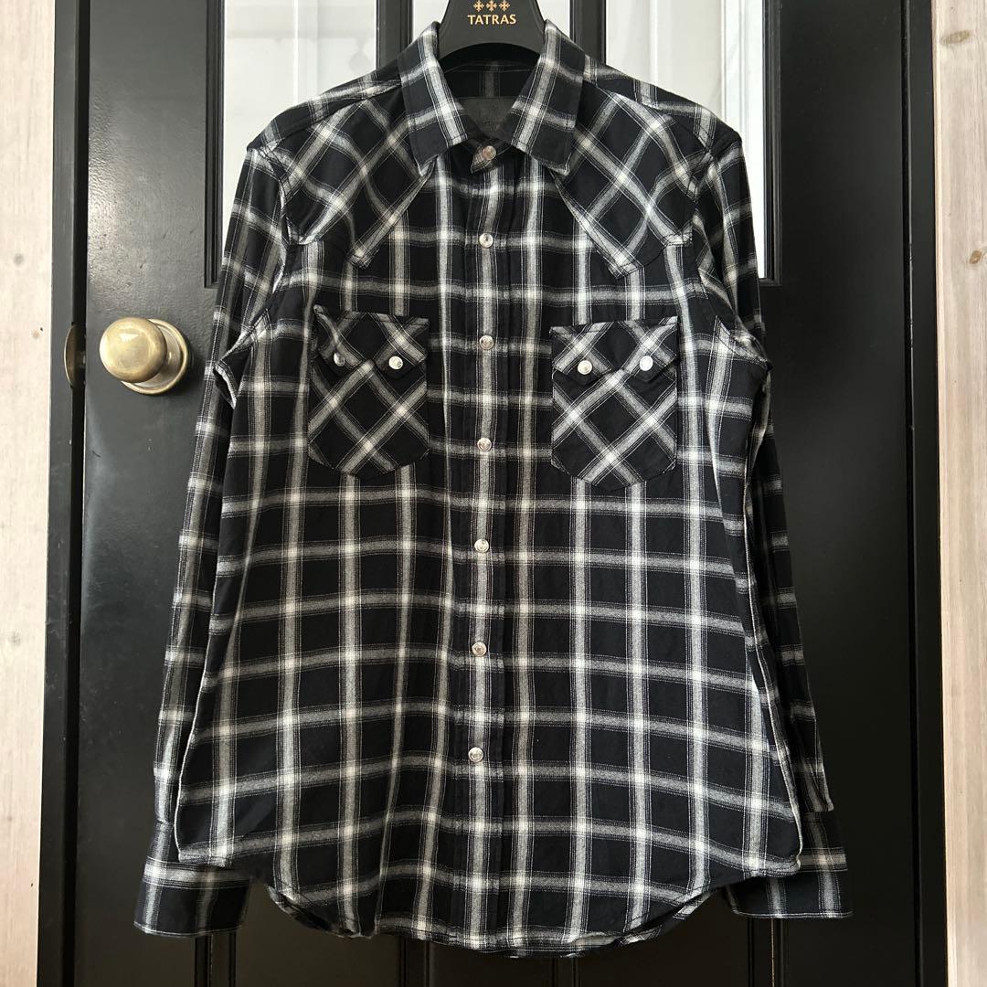 The letters ウエスタンチェックシャツ M BK