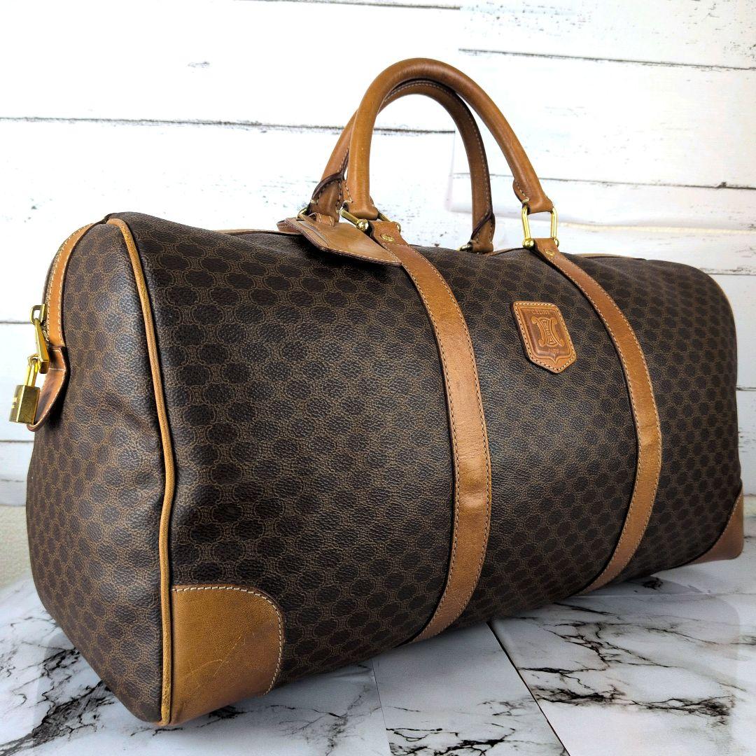 【美品】セリーヌ☆大容量　ゴールド　鍵付　マカダム　ボストンバッグ　旅行