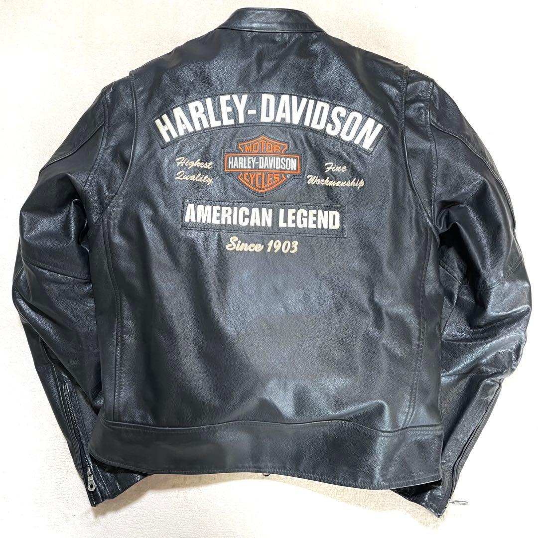 【美品】Harley-Davidson レザージャケット Mサイズ 刺繍ロゴ