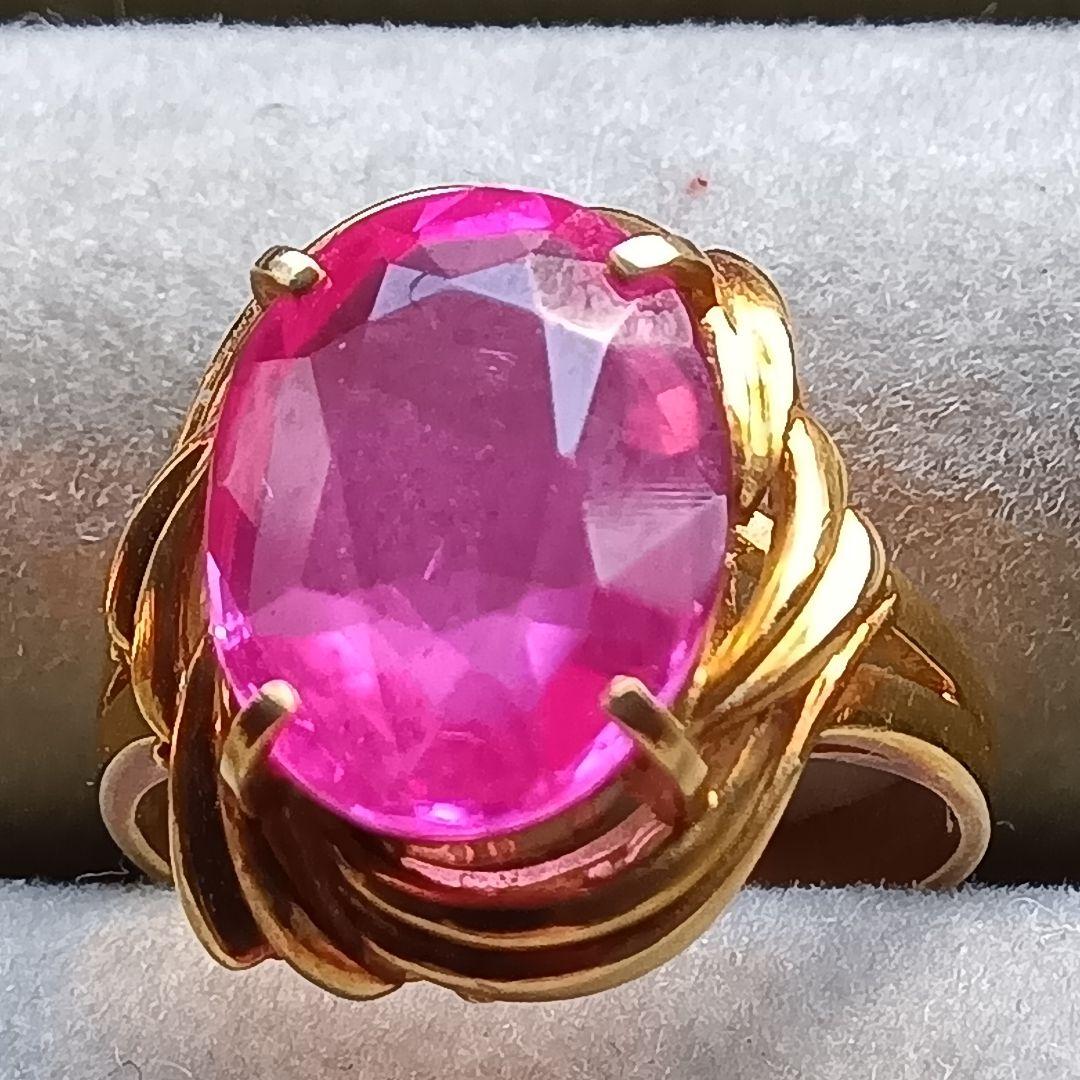 ピンク色おたからや聞くルビーかストーンリングK１８内径約１６mm重量合計４.５g ビズー公式】ルビー ダイヤモンド K18(18金) リング アン | 希少石