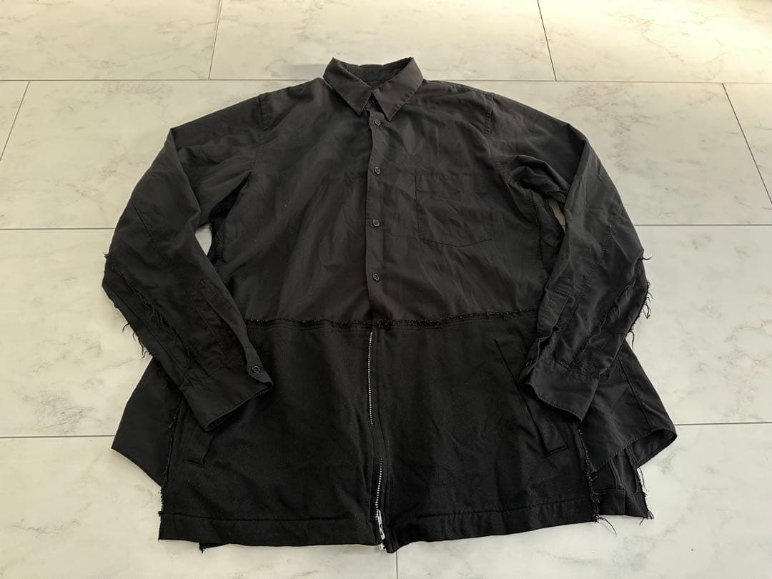 BLACKコムデギャルソン ポリ縮　コーチJKT シャツ　オムプリュス　cdg