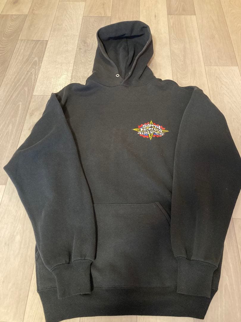 SANTA MONICA AIRLINES XL ブラック　パーカー　90′s SANTA MONICA AIRLINES SMA BI-PLANE P/O HOODIE SWEAT PARKA BLACK