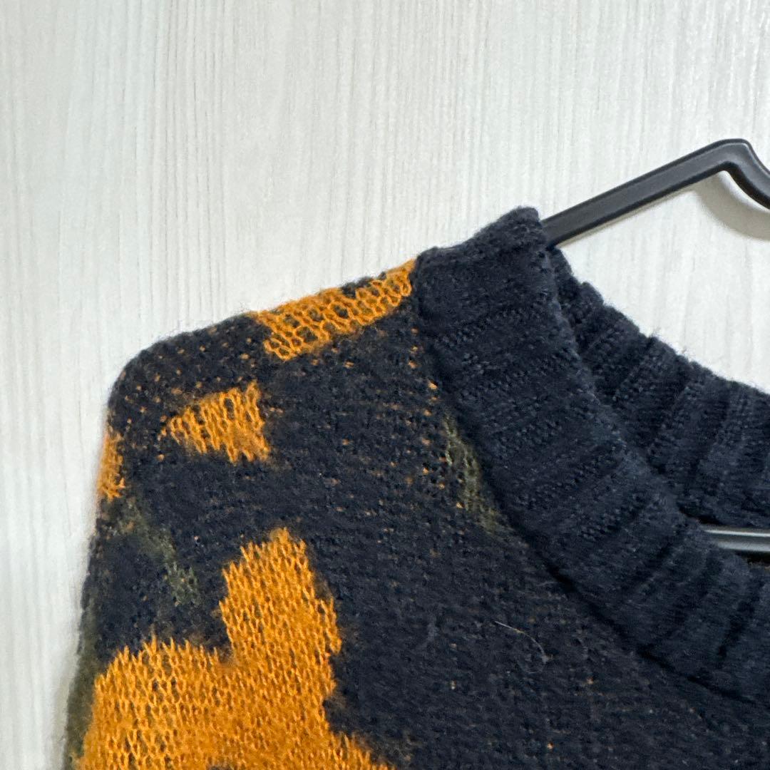 カモフラージュ柄 長袖ニットセーター