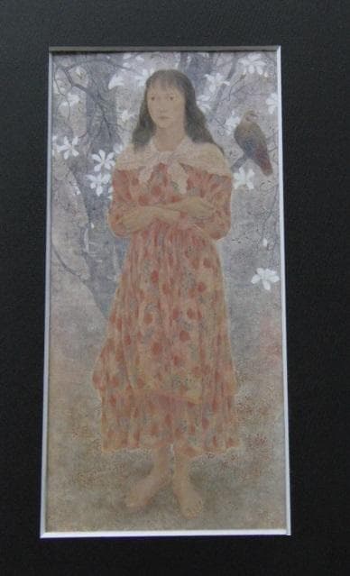 倉島重友、【春光】、希少な額装用画集画、新品高級額 額装付、状態良好