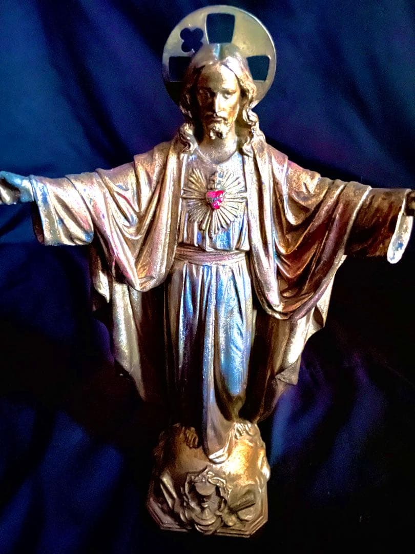 【貴重】イエス・キリスト像 ブロンズ像 浄化 聖母 イコン 絵画 アンティーク 生神女マリヤ・聖母子像を描いた木板イコン/聖画像・テンペラ 【1858