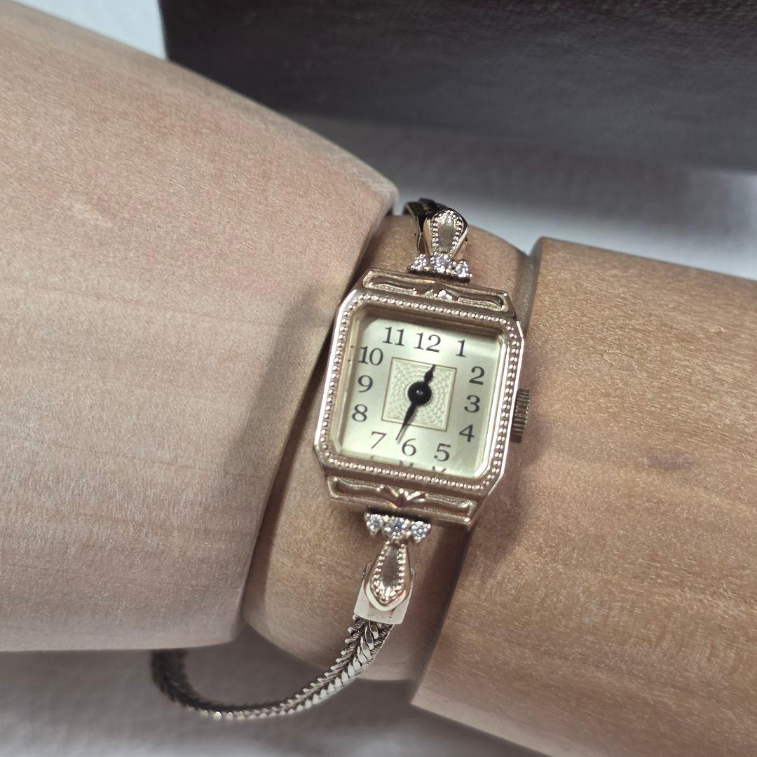 アガット agete クラシック k10 ダイヤモンドクオーツ時計 稼働品