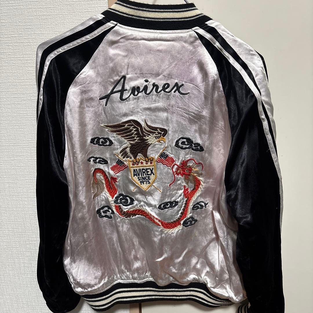 Avirex スカジャン ジャケット リバーシブル 白/黒/赤/ドラゴン/鷹
