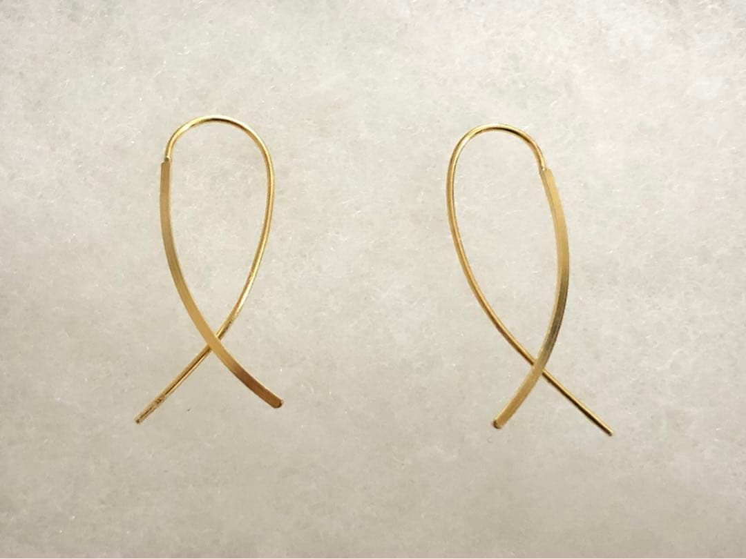 RAPA K18 Hineri ピアス 地金ピアス K18YG