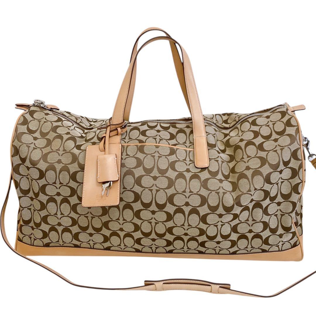【美品】COACH コーチ 4254 シグネチャー キャンバス レザー ボストン