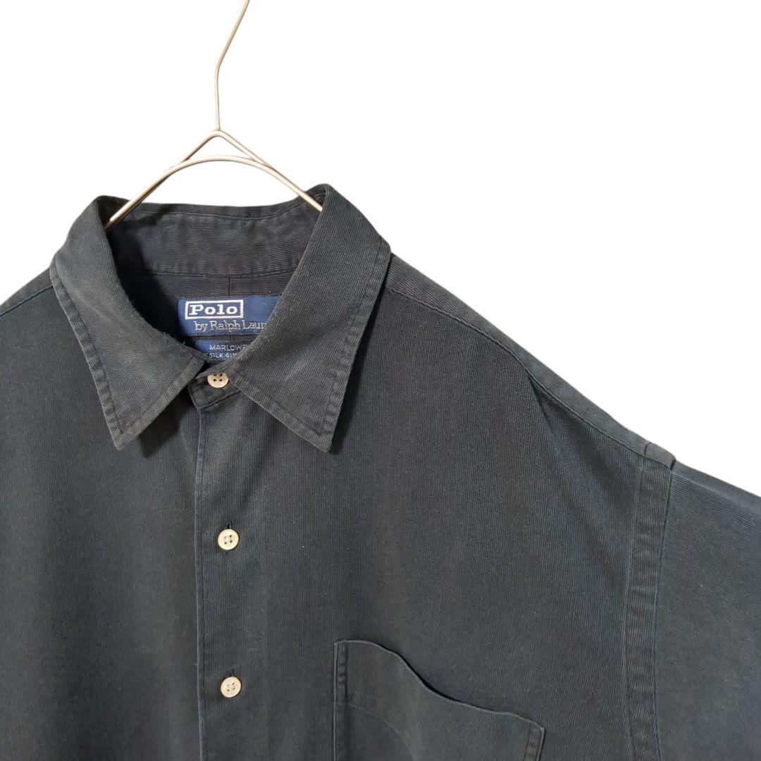 ラルフローレン MARLOWE シルク コットン シャツ ブラック Lサイズ