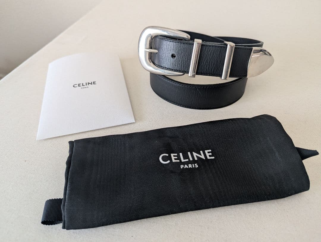 美品 CELINE ラージ 35MM ウエスタンベルト 80 エディスリマン