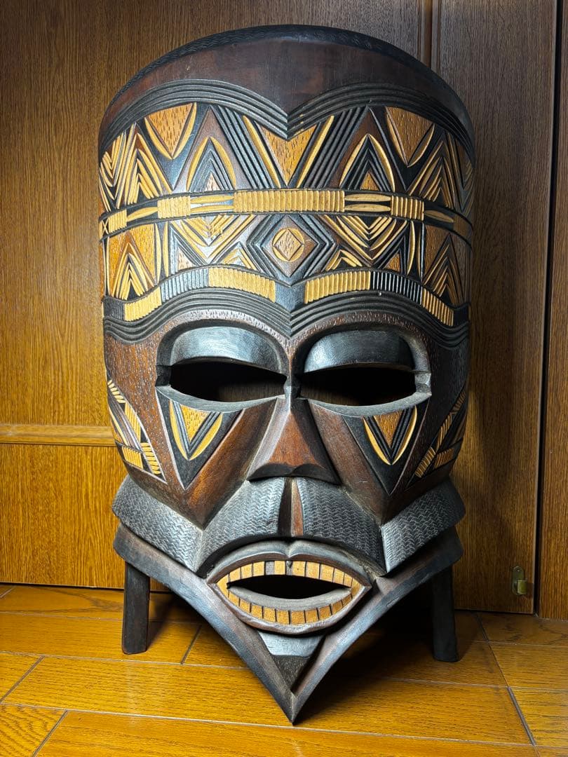アフリカン トライバルマスク 木彫り 大型55cm 民族彫刻 オブジェ