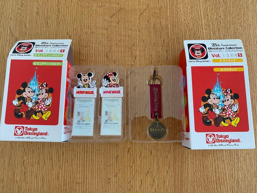 ディズニー　25周年　ミニチュアコレクション　ミニチケットホルダー　ストラップ