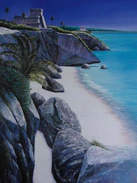 池田良則、トゥルム白昼、希少な画集より、新品高級額、額装付、状態良好 池田良則【LA・HABANA】希少な額装用画集より、状態良好、新品高級額装