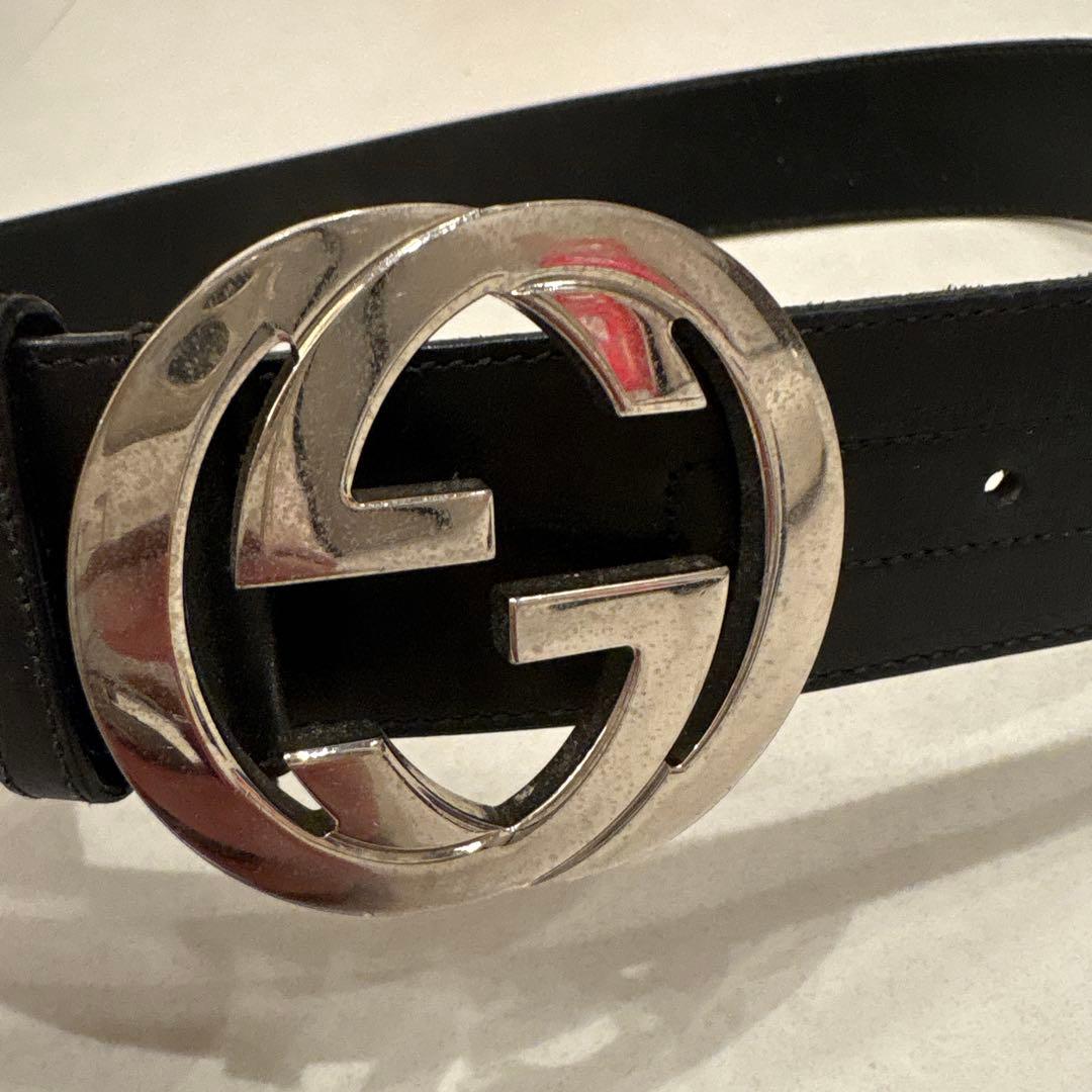 Gucci ブラックレザー ダブルGロゴベルト - メルカリ