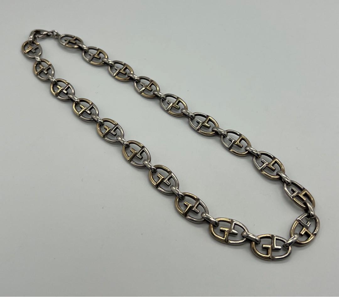 グッチ オールドグッチ Gリンク ネックレス SV YG コンビ 希少