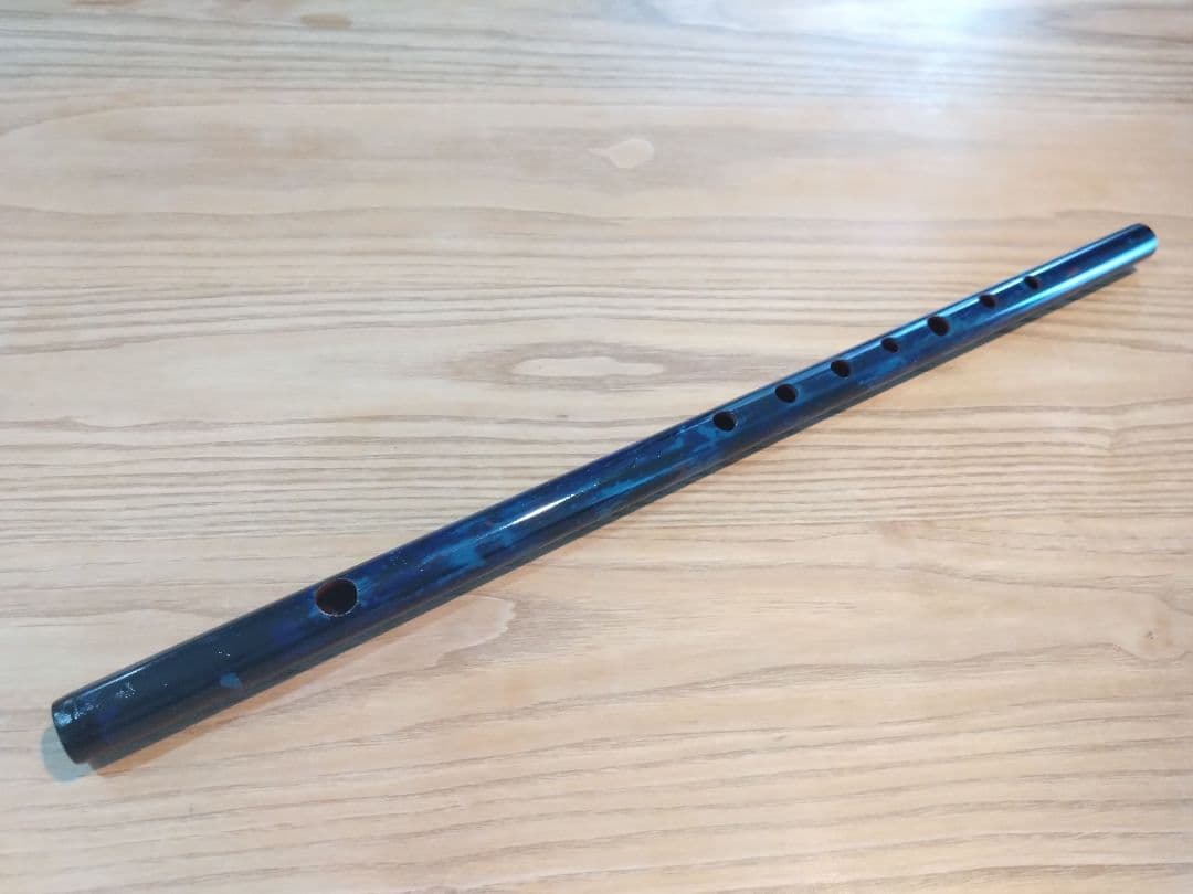 【ハンドメイド品】篠笛 京都篠竹 六本調子 七穴 お囃子 唄用 濃紺 ⑤