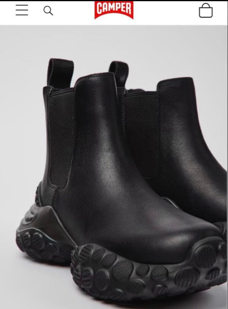 カンペール ペロータスマーズ ショートブーツ　レザースニーカーブーツ 37 黒