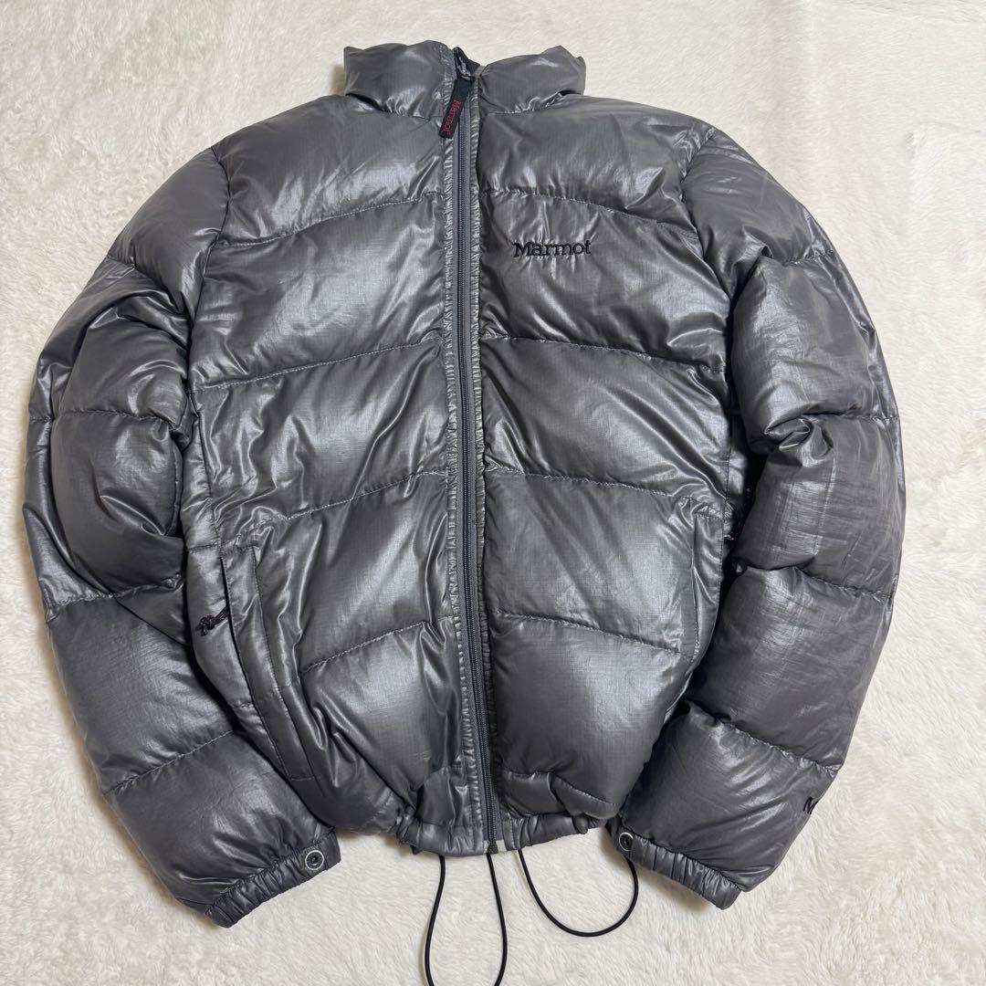 00s Marmot puffy jacket S銀短丈y2kドローコード
