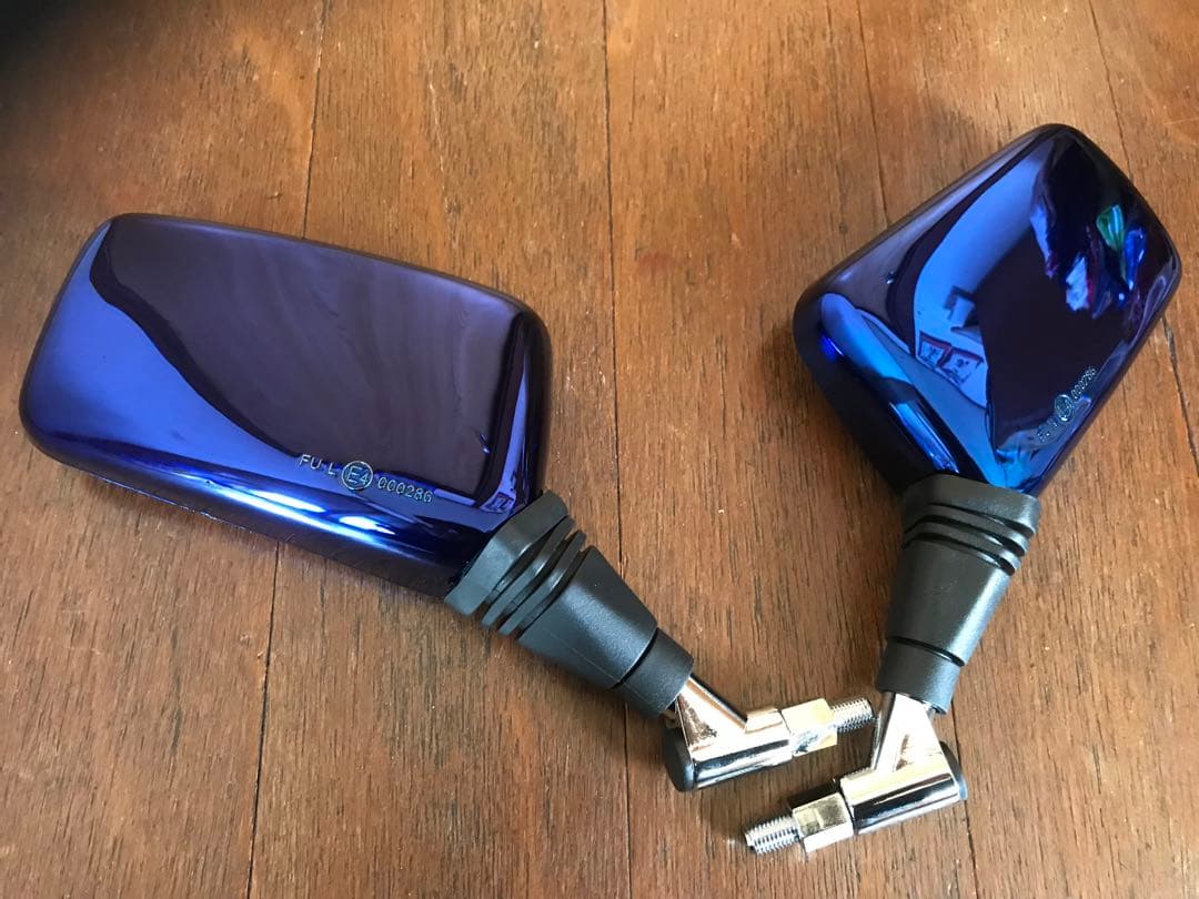 バイク ミラー 左右セット ブルー カウル 旭風防 短風防 軽スロ アルフィン