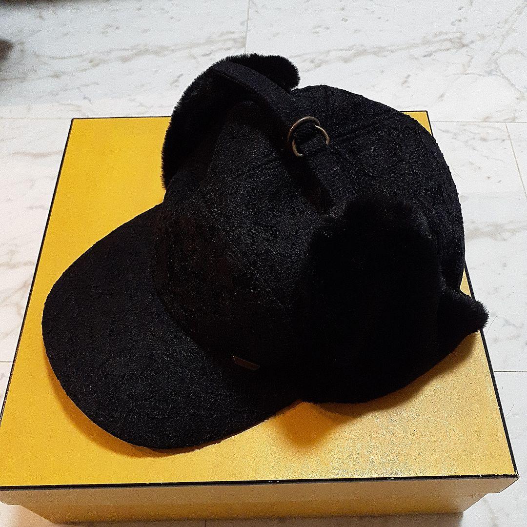 ca4laカシラ！モコモコ耳当て付きキャップ！新品黒