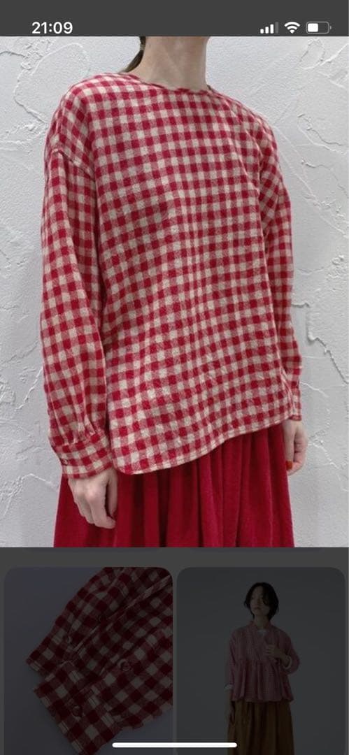 maison de soil ギンガムチェッククルネックプルオーバー maison de soil｜ボイルド ウール ビッグ ギンガムチェック ミニ