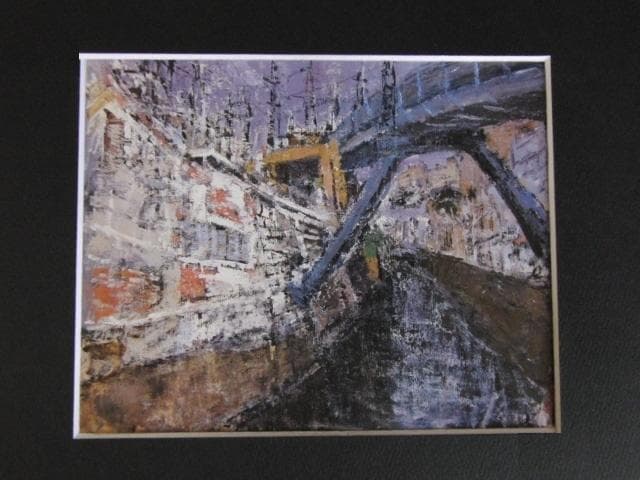 大津通臣、【線路】、希少な額装用画集より、新品額装付、状態良好