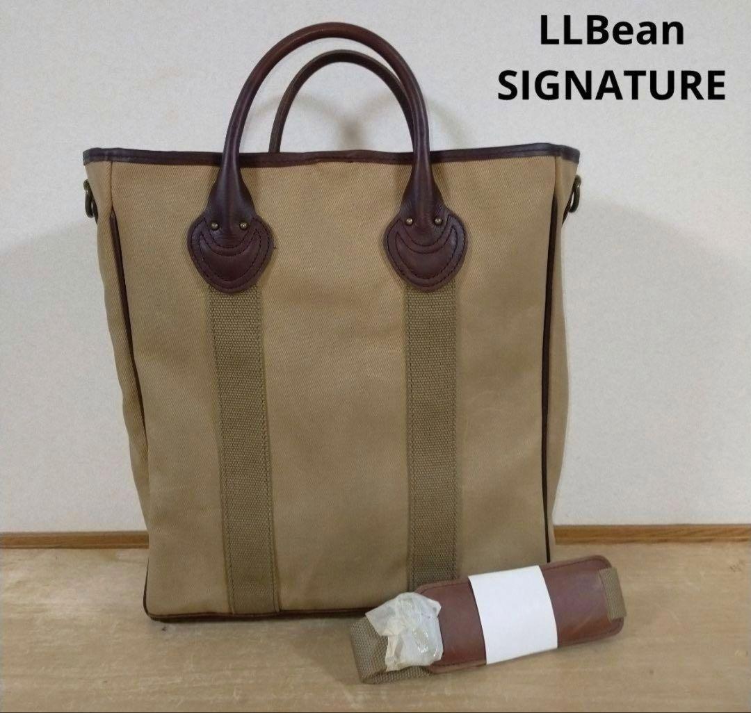 LLBeanSIGNATURE2wayレザーハンドルトートバッグ