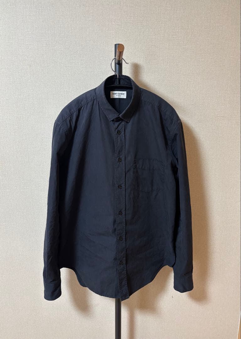 サンローラン ブラック フェード加工シャツ 38 エディ期