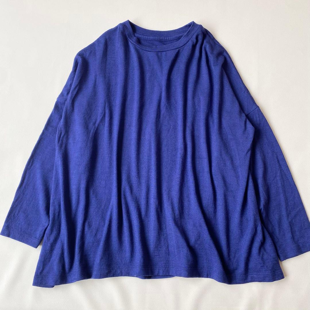 美品】中川政七商店 ウールのクルーワイドプルオーバー ブルー ウール