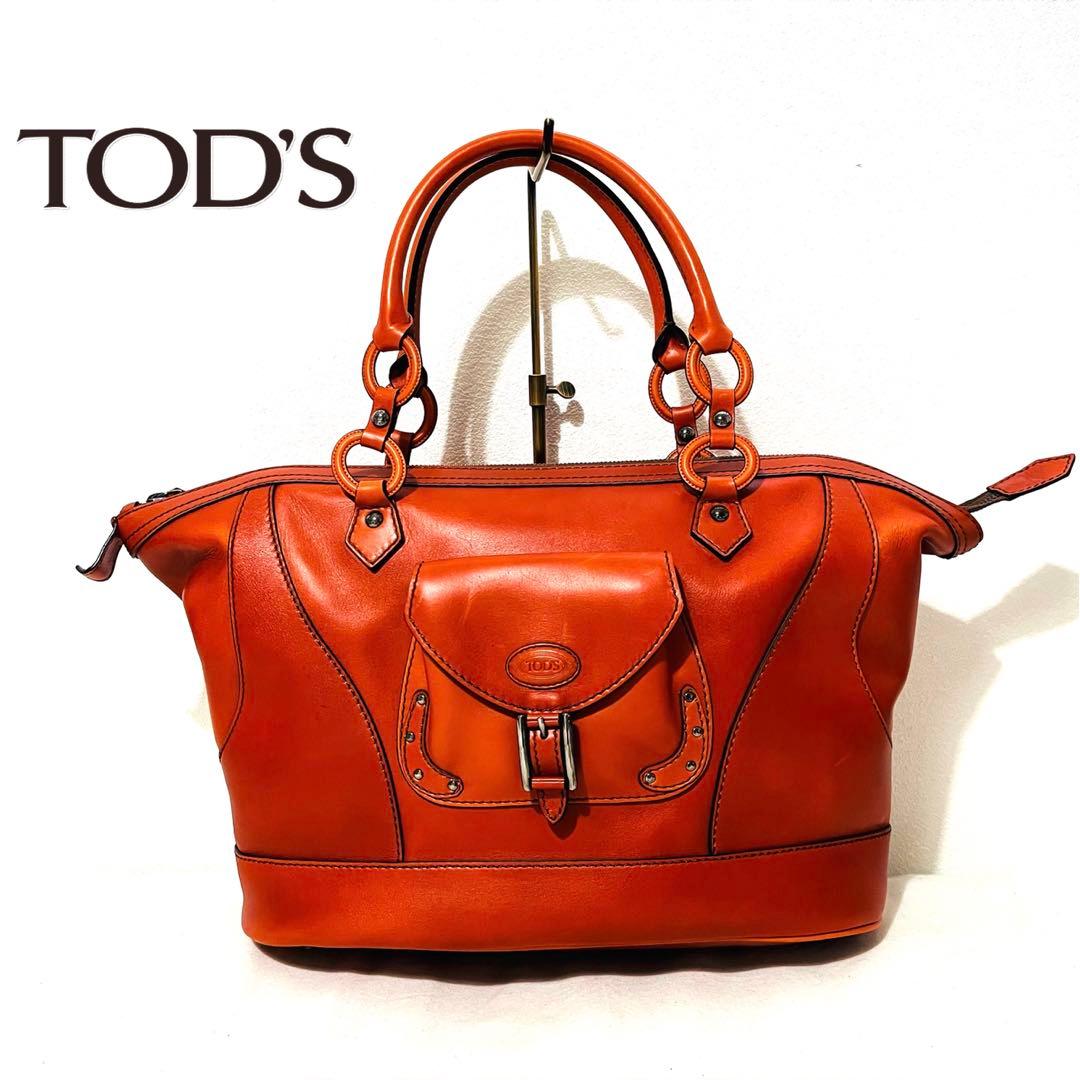 【美品】TOD'S カーフ レザー ハンド トート バッグ ショルダー 大容量