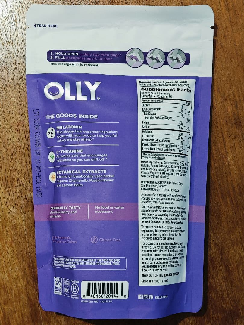 OLLY サプリメント 120粒入り メラトニングミ M109735010 - 快適グッズ