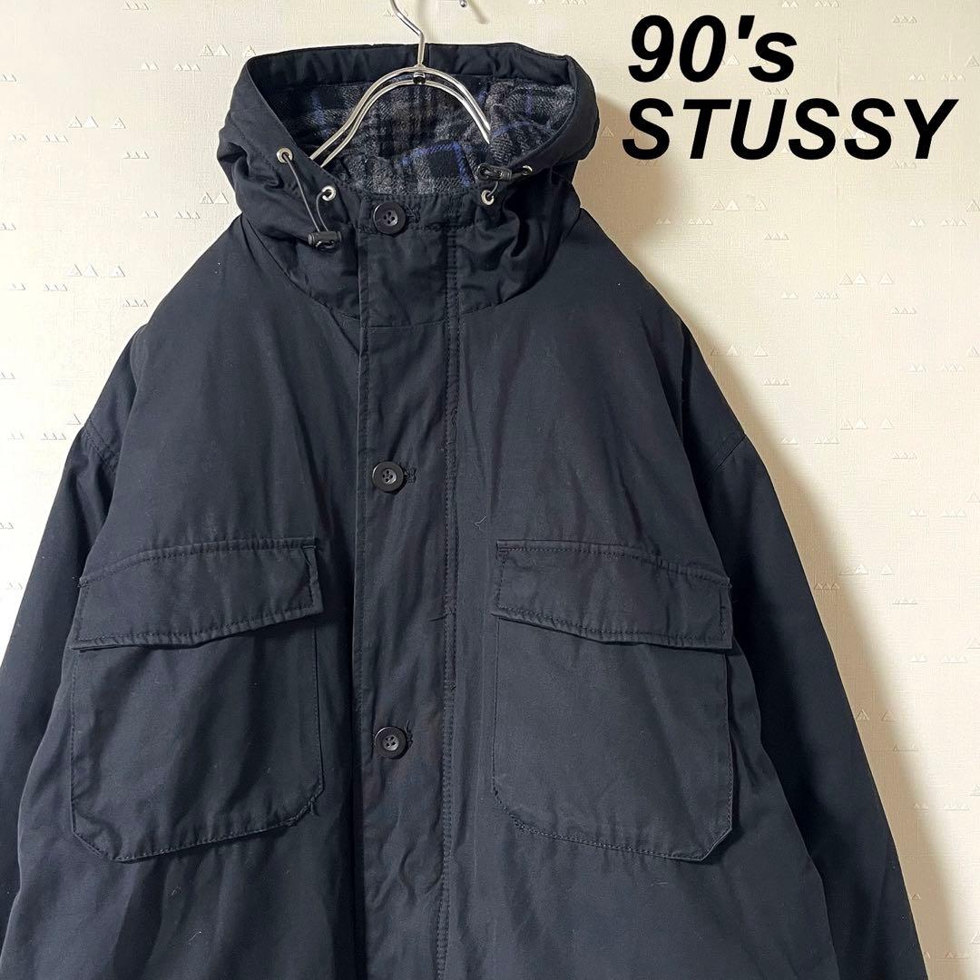 美品 古着 90's ステューシー 中綿 マウンテンパーカー 黒